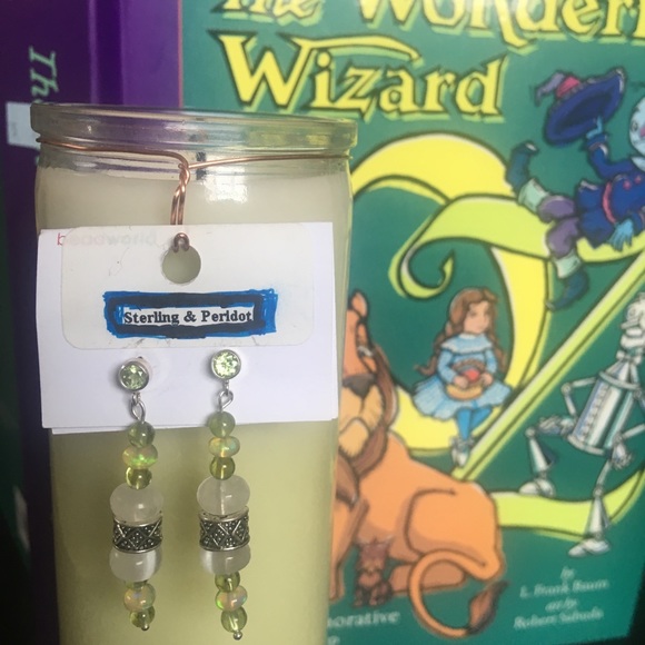 Opal, peridot, and selenite earrings - Picture 2 of 2